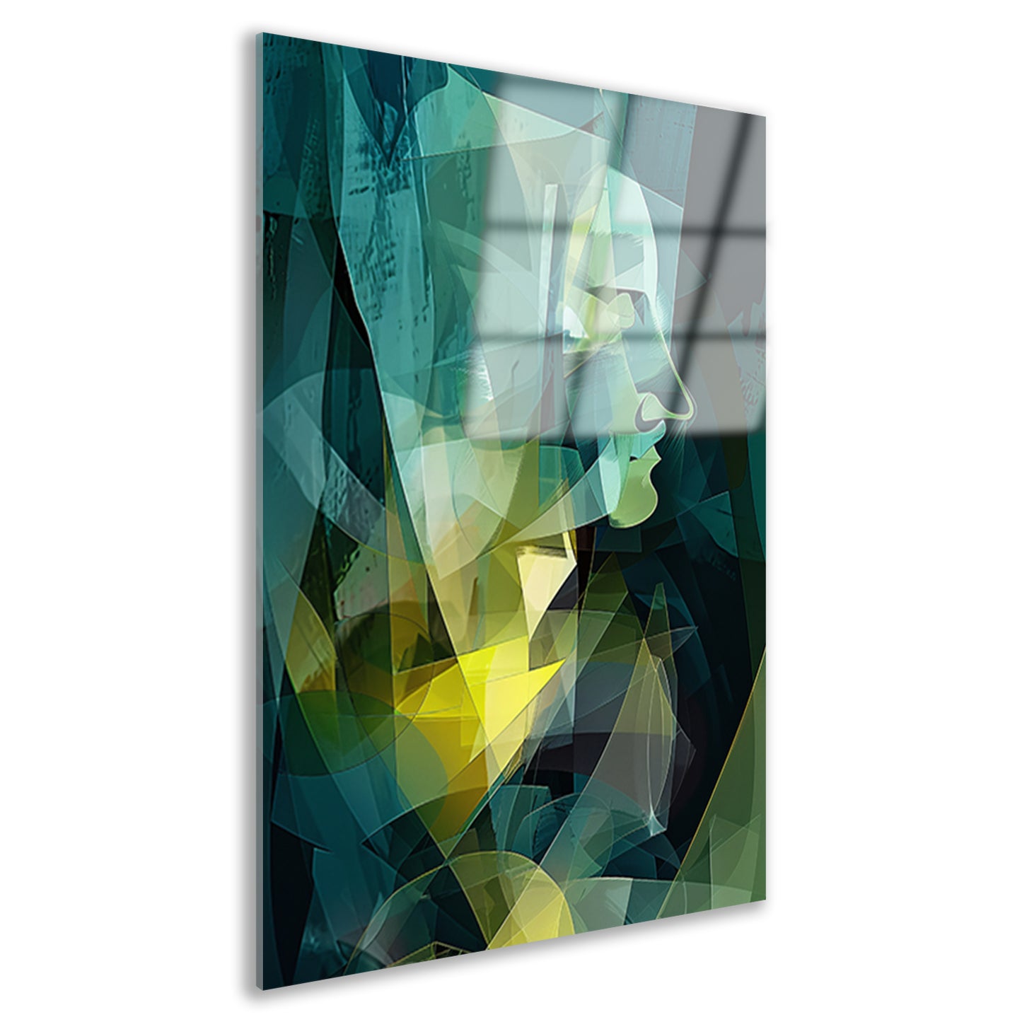 Abstracte digitale kunst van gezicht en vormen acrylglas