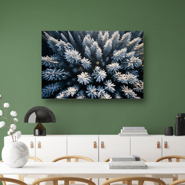 Besneeuwde bomen in winterse boslandschap canvas