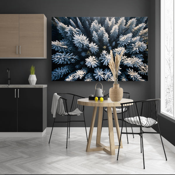 Besneeuwde bomen in winterse boslandschap canvas