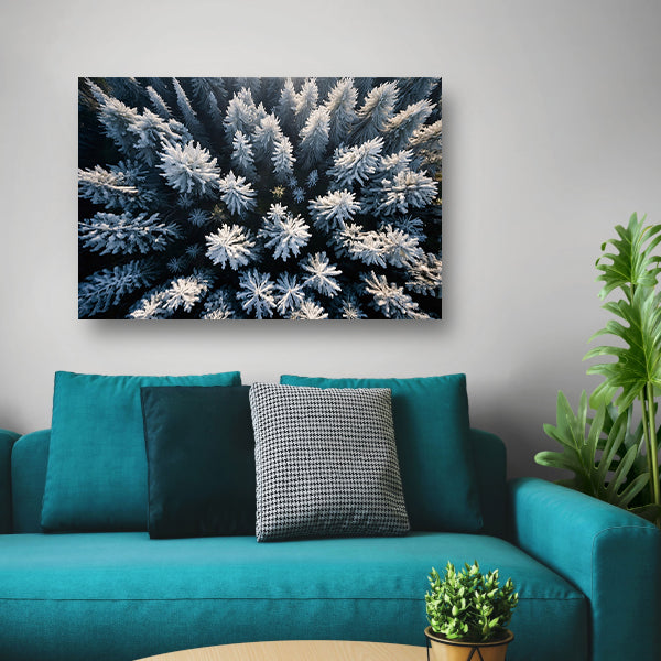 Besneeuwde bomen in winterse boslandschap canvas