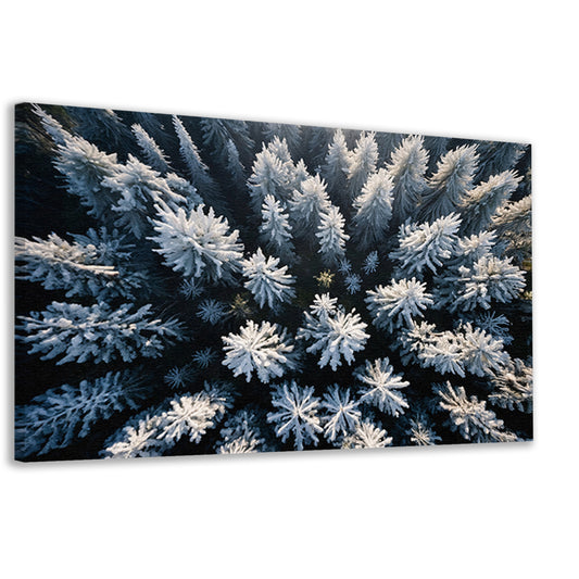 Besneeuwde bomen in winterse boslandschap canvas