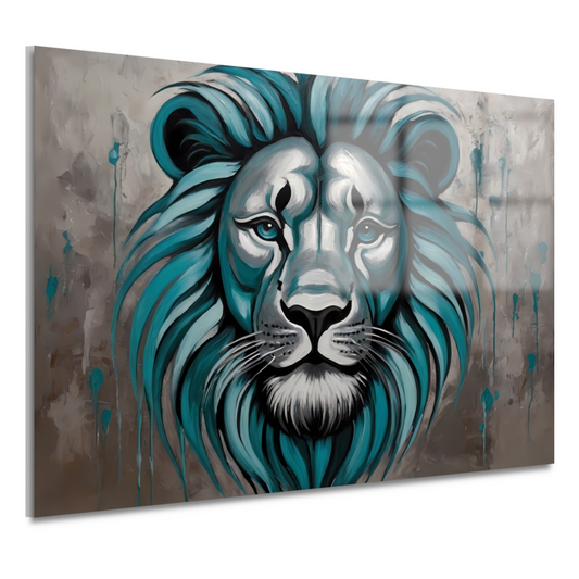 Turkoois en Zilver Abstracte Leeuw acrylglas