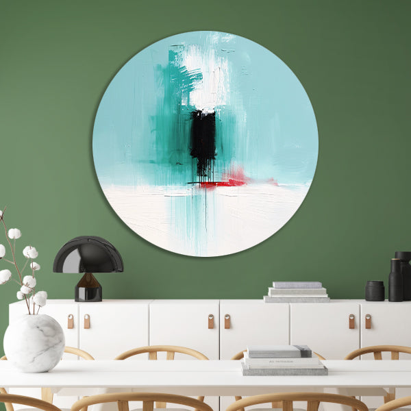 Abstract expressief schilderij met levendige kleuren aluminium muurcirkel