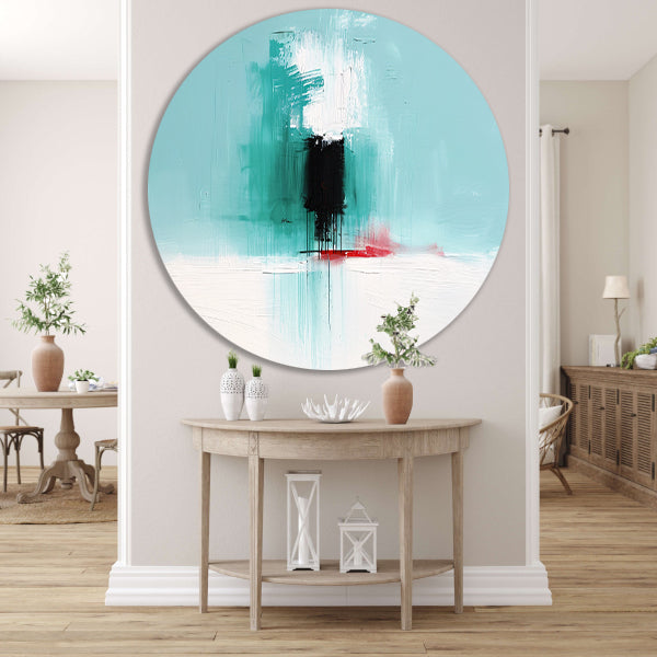 Abstract expressief schilderij met levendige kleuren aluminium muurcirkel