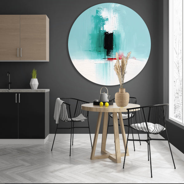 Abstract expressief schilderij met levendige kleuren aluminium muurcirkel