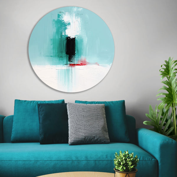 Abstract expressief schilderij met levendige kleuren aluminium muurcirkel