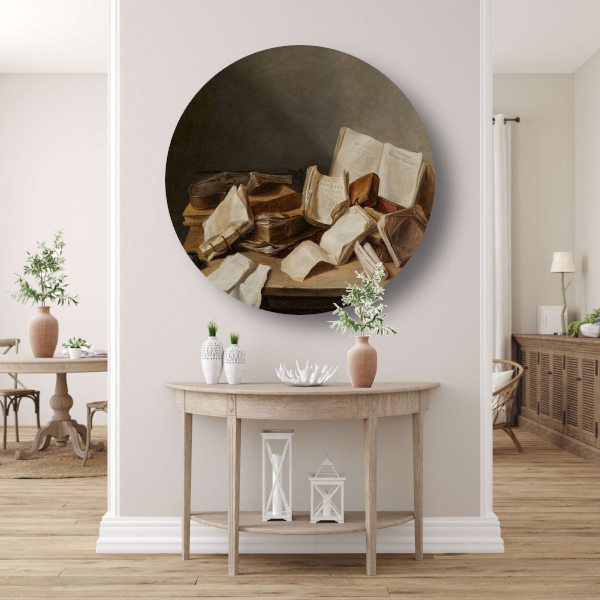 Stilleven met boeken en een viool - Jan Davidsz. de Heem forex muurcirkel