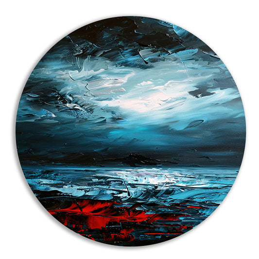 Dynamische abstracte zee- en luchtkunst aluminium muurcirkel