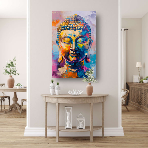 Abstracte Kleurrijke Interpretatie van een Boeddha Hoofd poster