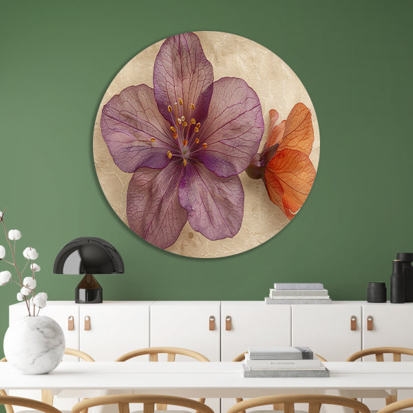 Paarse bloem met vintage achtergrond forex muurcirkel