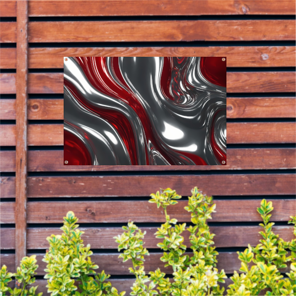 Abstracte Dans van Zilver en Rood tuinposter