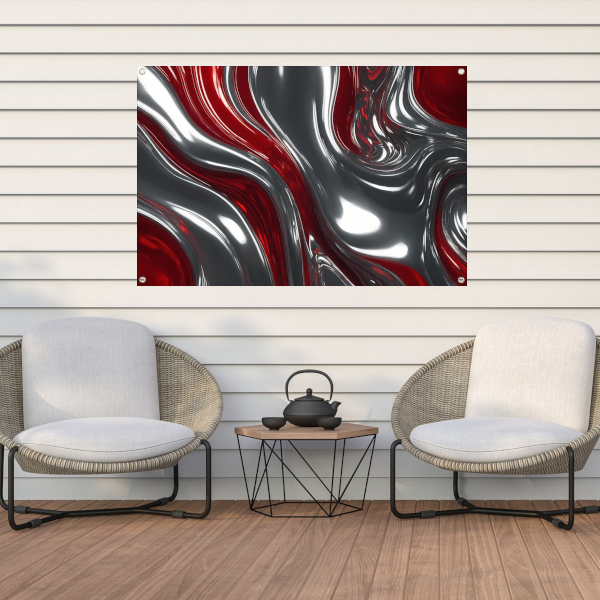 Abstracte Dans van Zilver en Rood tuinposter