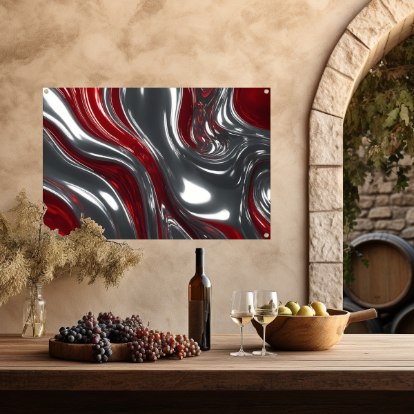 Abstracte Dans van Zilver en Rood tuinposter