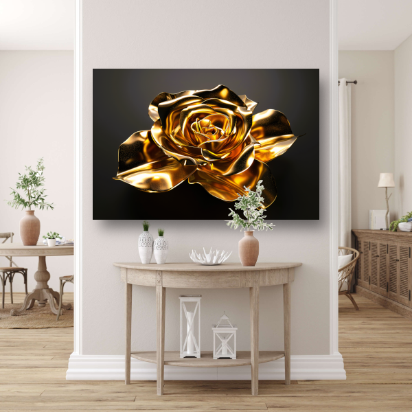 Prachtige Gouden Roos met Schitterende Glans canvas