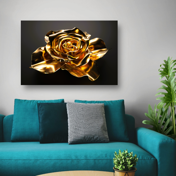Prachtige Gouden Roos met Schitterende Glans canvas