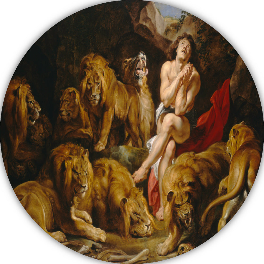 Daniël in de leeuwenkuil - Peter Paul Rubens aluminium muurcirkel