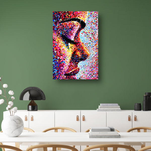 Kleurrijk abstract portret van een gezicht canvas
