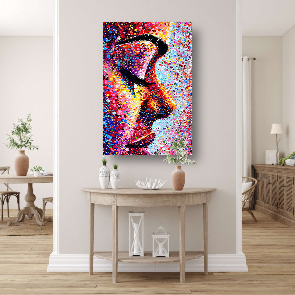Kleurrijk abstract portret van een gezicht canvas