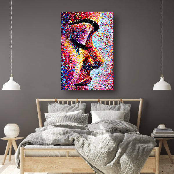 Kleurrijk abstract portret van een gezicht canvas