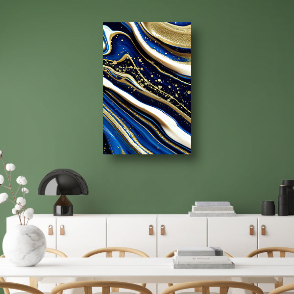 Abstracte waterval kunst met gouden accenten acrylglas