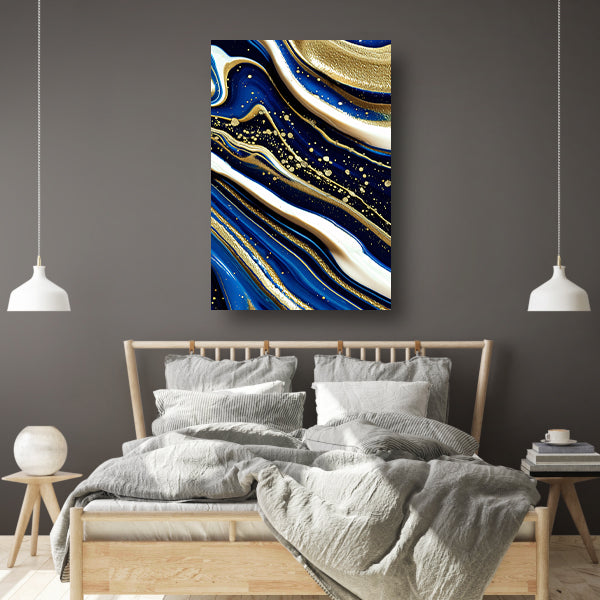 Abstracte waterval kunst met gouden accenten acrylglas
