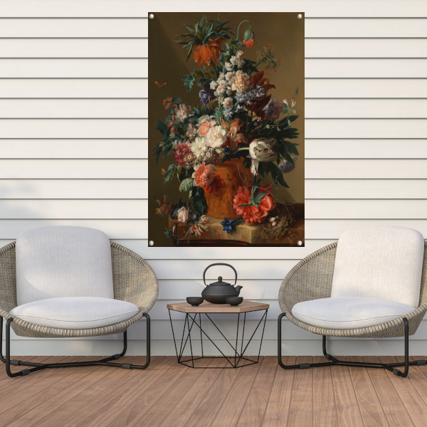 Vaas met bloemen - Jan van Huysum tuinposter