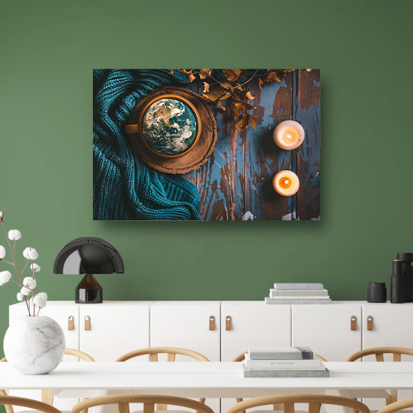 Aarde in een warme, serene setting poster