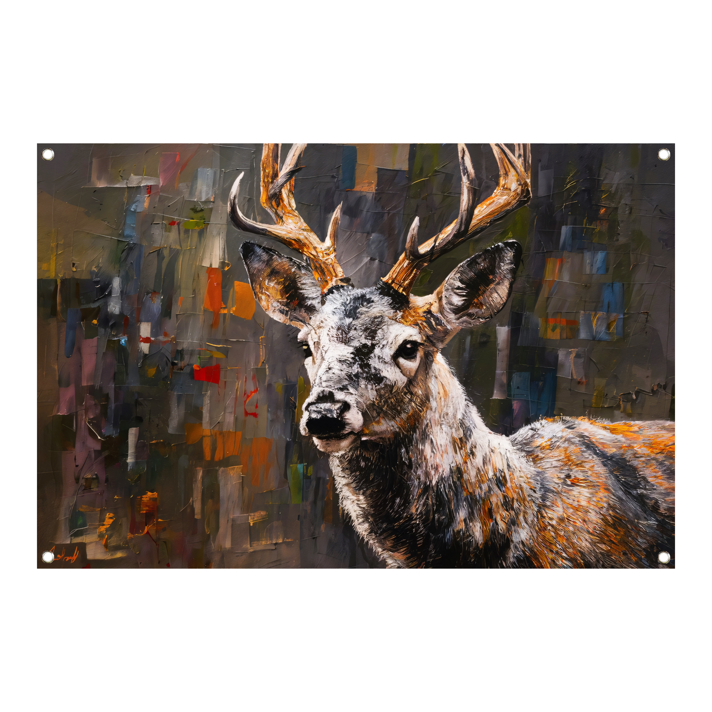 Abstract Expressionistisch Hert in Levendige Kleuren tuinposter