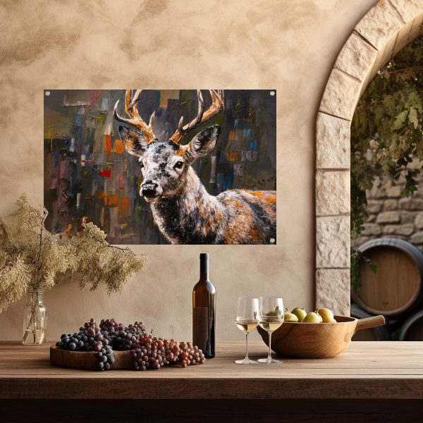 Abstract Expressionistisch Hert in Levendige Kleuren tuinposter