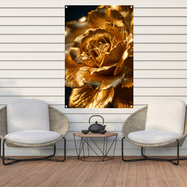 Gouden roos met delicaat licht en schaduwspel tuinposter
