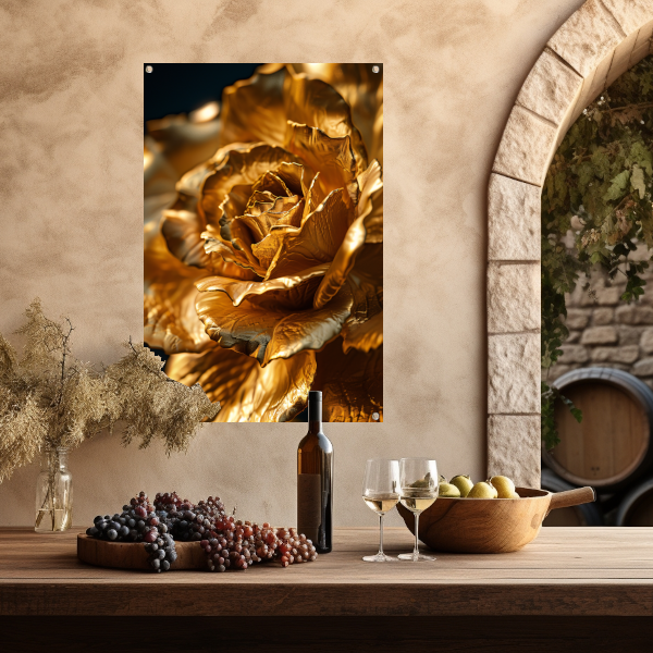 Gouden roos met delicaat licht en schaduwspel tuinposter