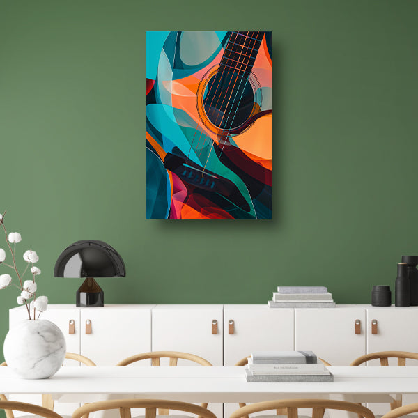Abstract Kubistische Gitaar in Levendige Kleuren canvas