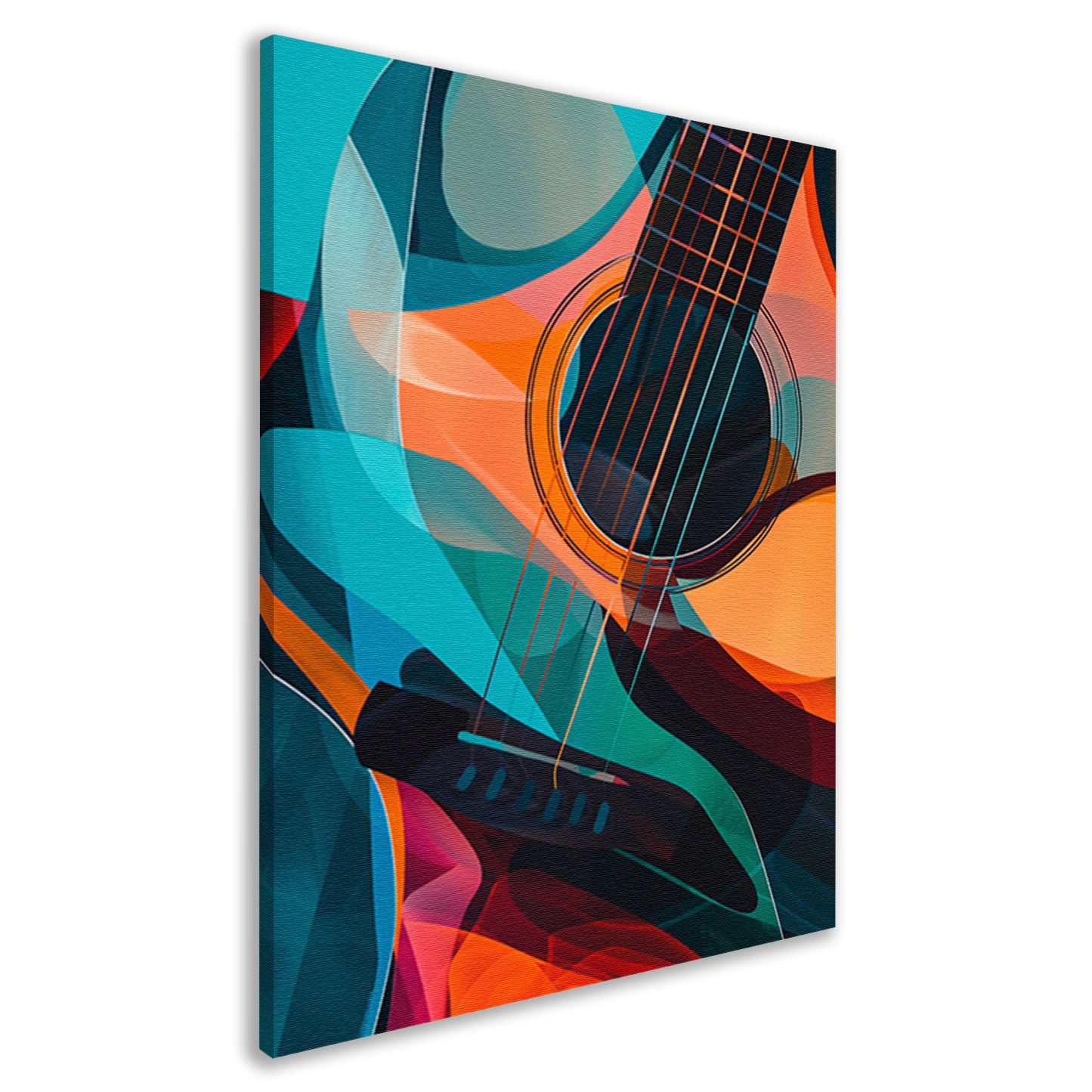 Abstract Kubistische Gitaar in Levendige Kleuren canvas