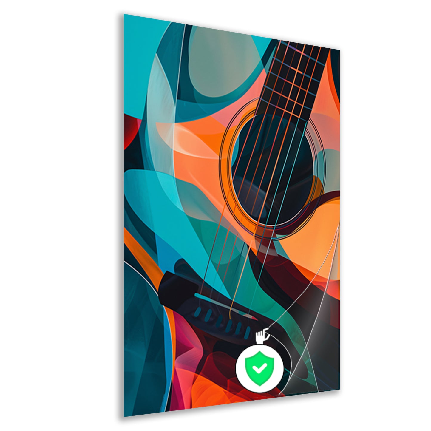 Abstract Kubistische Gitaar in Levendige Kleuren poster