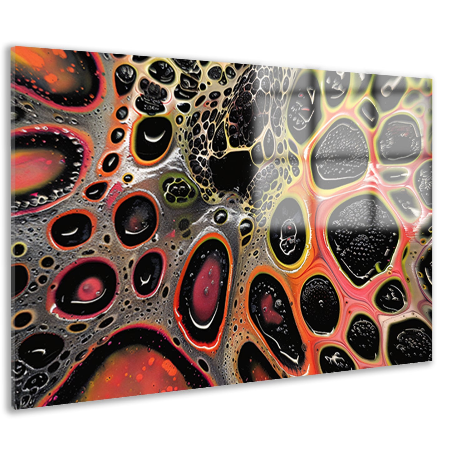 Abstract kleurrijk kunstwerk met dynamische patronen acrylglas