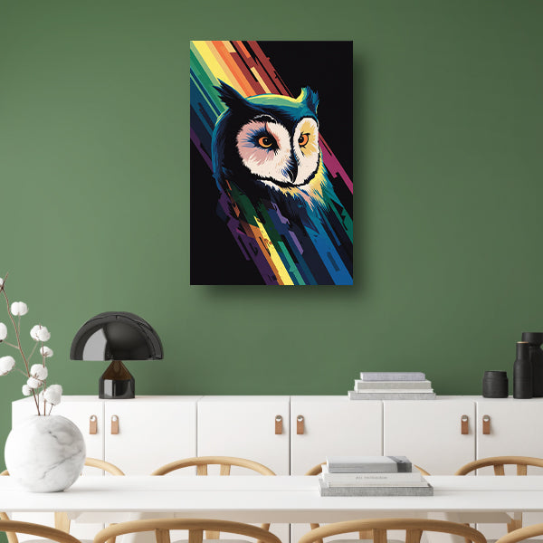 Kleurrijke abstracte uil kunst print poster