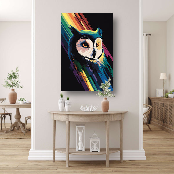 Kleurrijke abstracte uil kunst print poster