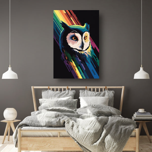 Kleurrijke abstracte uil kunst print poster