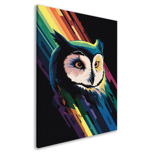 Kleurrijke abstracte uil kunst print canvas