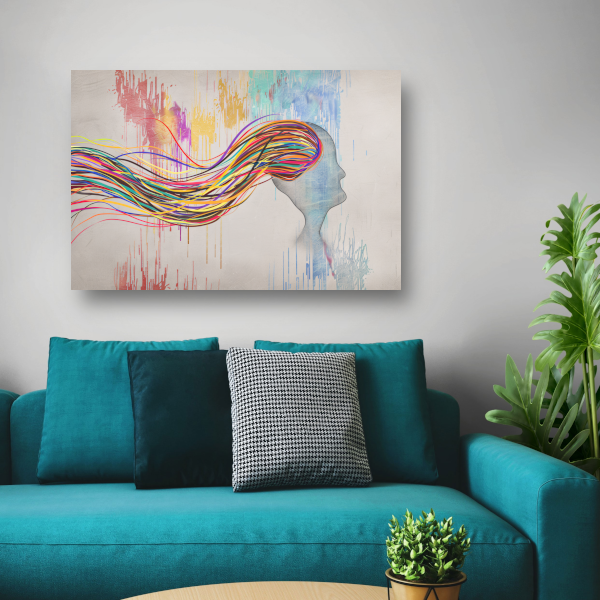 Abstracte Basquiat met kleurexplosie canvas
