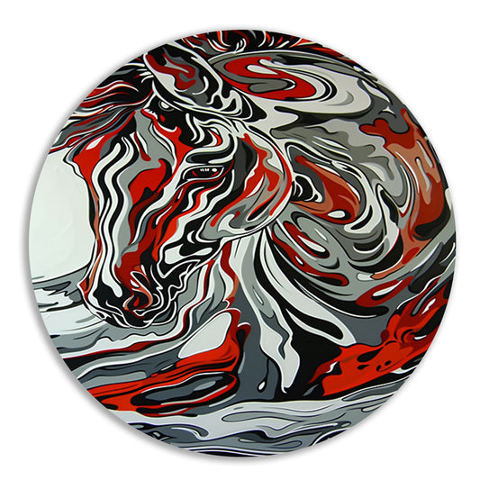 Abstract modern schilderij van een zebra aluminium muurcirkel