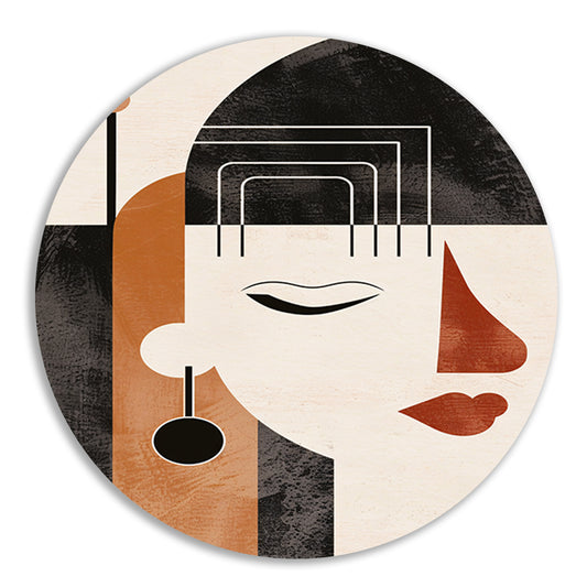 Geometrisch Profiel van een Vrouw in Art Deco aluminium muurcirkel
