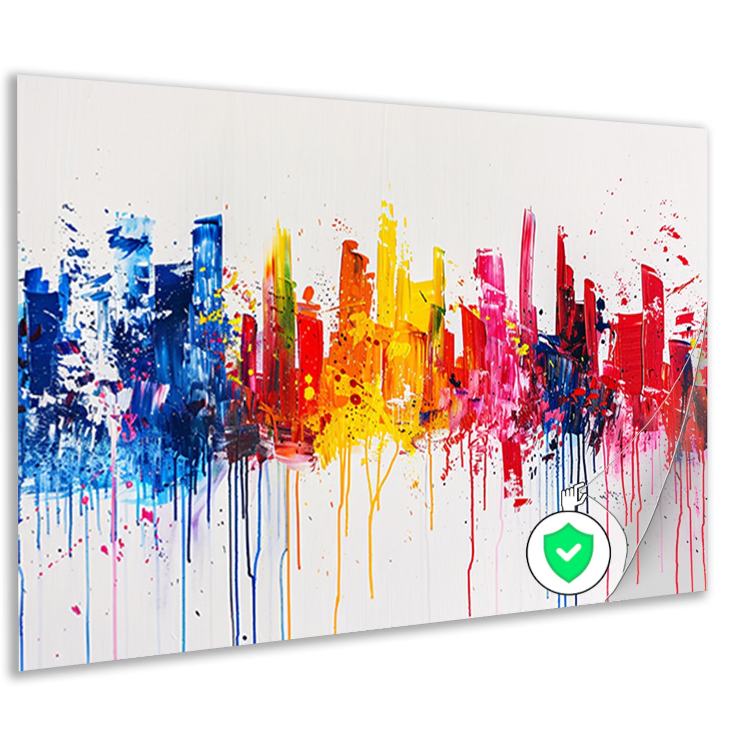 Abstracte kleurrijke skyline op witte achtergrond poster