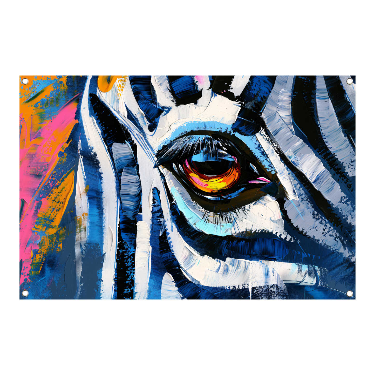Abstracte kleurrijke close-up van een dierenoog tuinposter