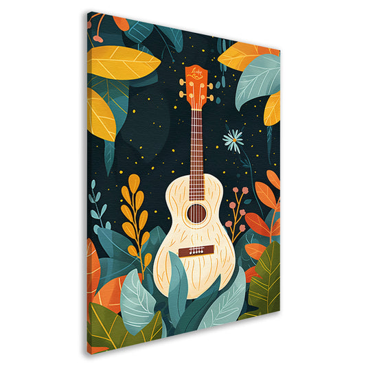Gitaar omringd door weelderige planten canvas