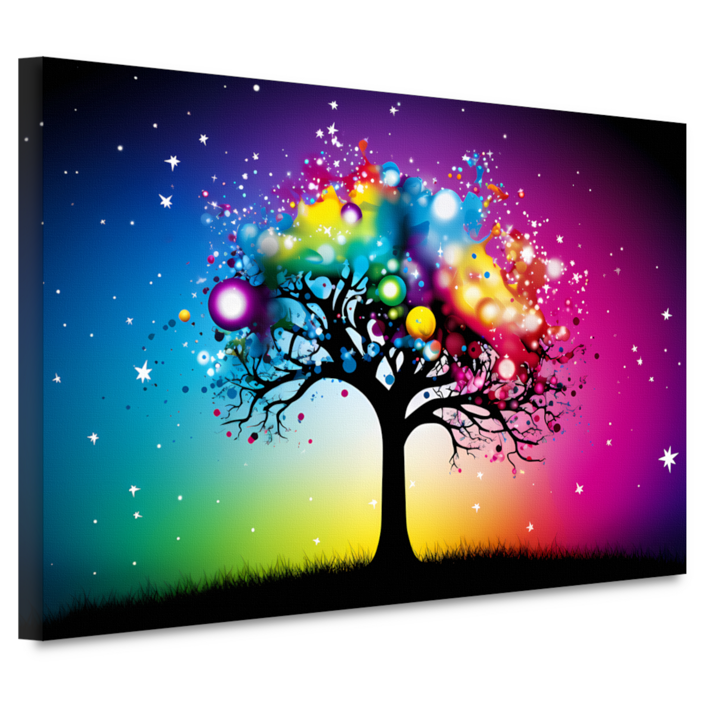 Kleurrijke boom in regenboog canvas