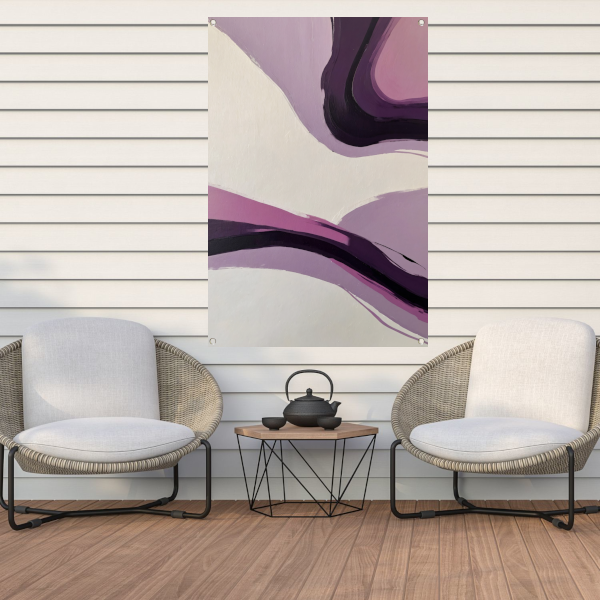 Abstracte Paarse Golven op Minimalistisch tuinposter