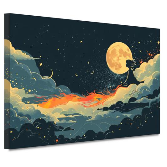 Surrealistische Vliegende Leeuw Maan canvas