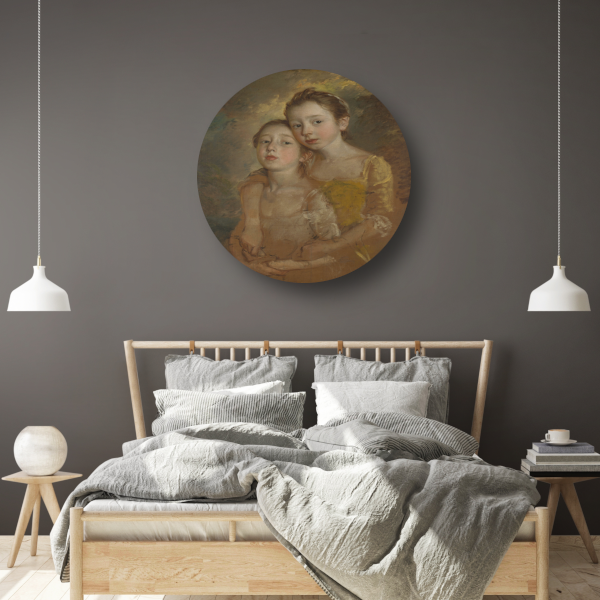 De dochters van de schilder met een kat - Thomas Gainsborough aluminium muurcirkel