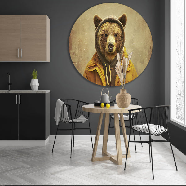 Beer in Retro Kleding met Vintage Sfeer aluminium muurcirkel